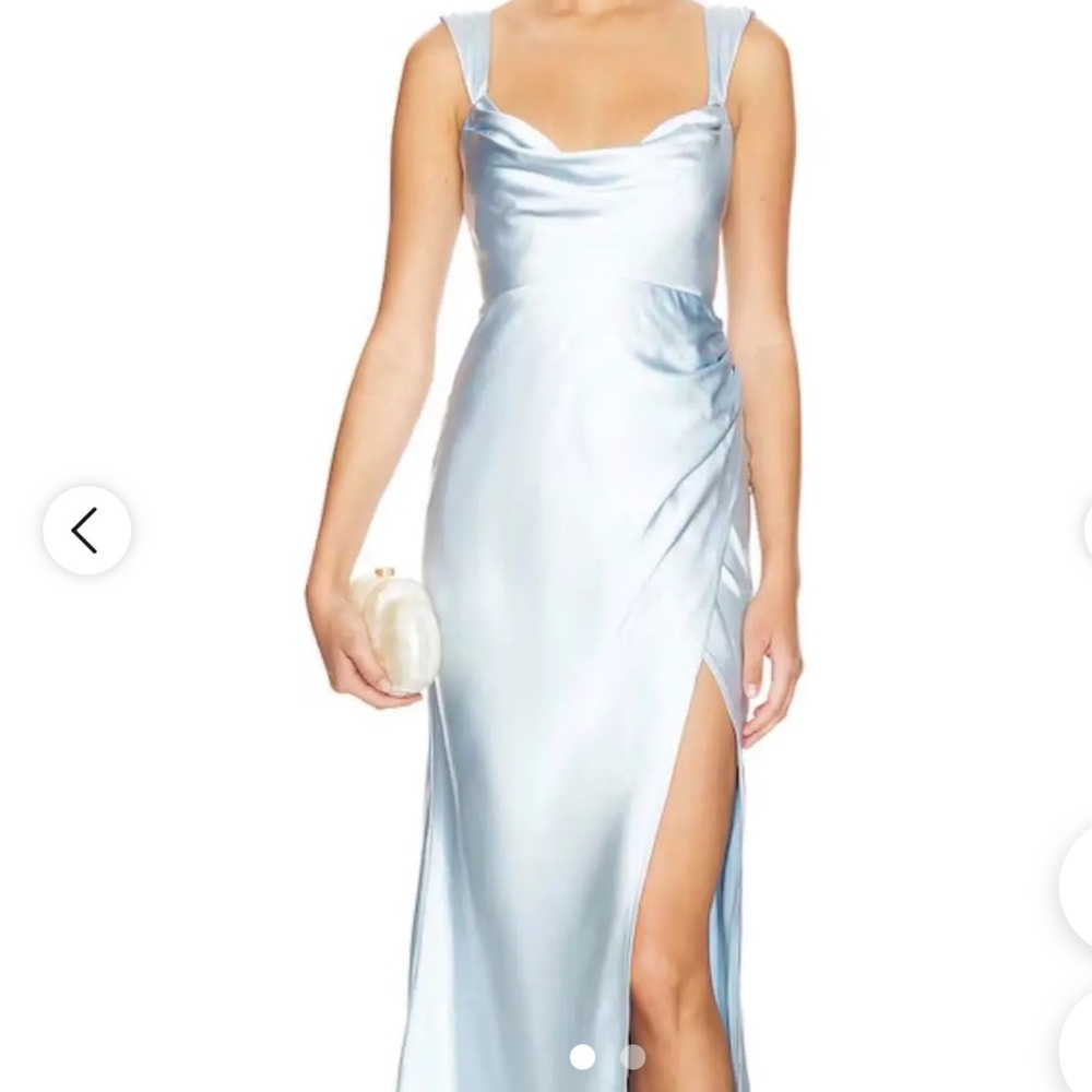 Runaway the label ice blue Margot Cowl Neck Satin Maxi Dress SZ XL NWT!